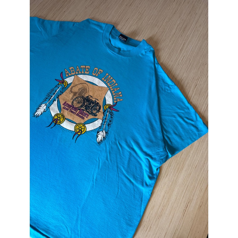 Vintage 1987 ABATE of Indiana Motorcycle T-Shirt Screen Stars Best Blue XXXL 38